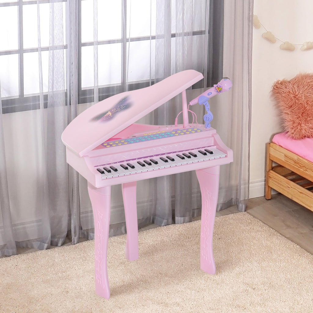 Piano à Queue électronique 37 Touches Multifonctions avec Micro Haut Parleur Rose-1