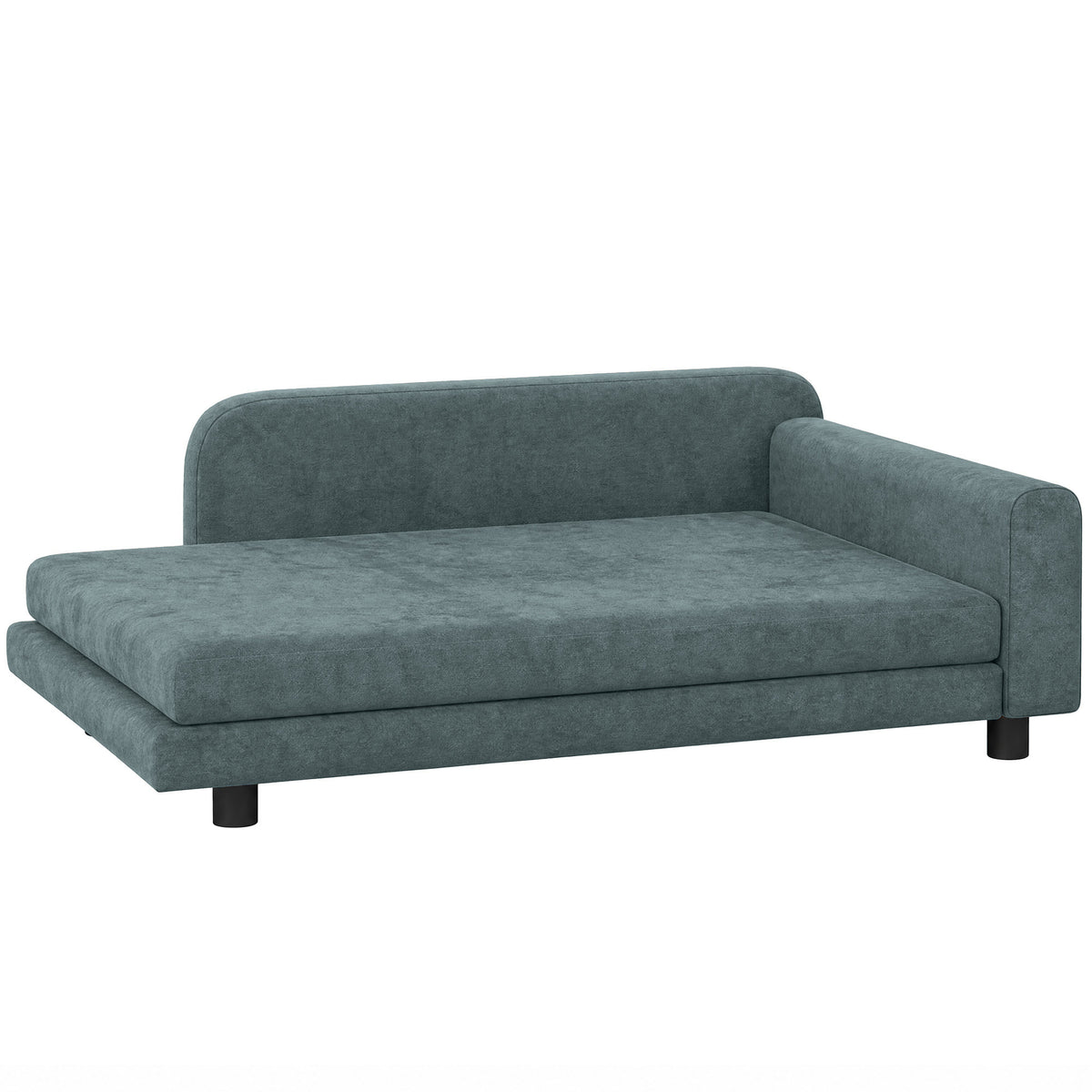 Canapé pour Chien Lit pour Chien Coussin Déhoussable Lavable Dossier Haut Accoudoirs Velours 101x66x34,5cm Gris-0