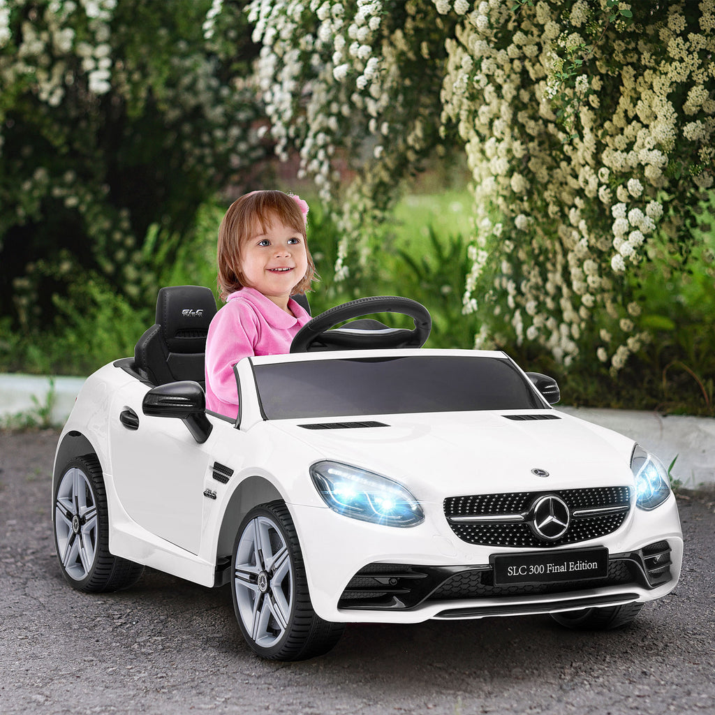 Voiture électrique enfants licence Mercedes SLC 300 12V V. Max. 5 Km/h effets sonores lumineux télécommande blanc-3