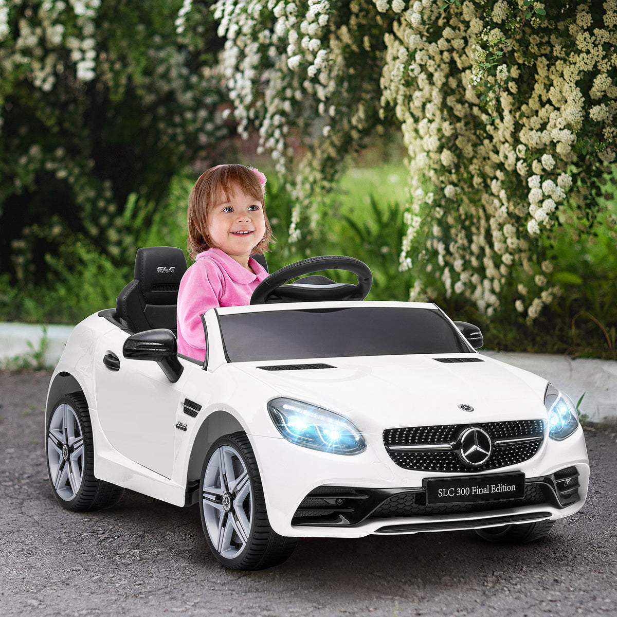Voiture électrique enfants licence Mercedes SLC 300 12V V. Max. 5 Km/h effets sonores lumineux télécommande blanc-3