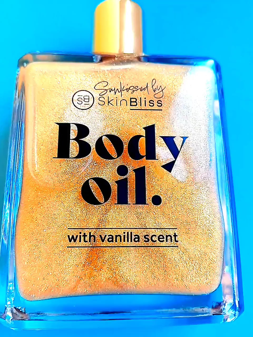 Huile d'amande pailletée or corps & cheveux à la vanille, vitamine E , huile scintillante hydratante , effet glow