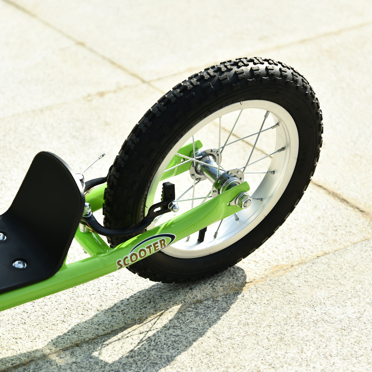 Trottinette patinette Enfants à partir de 5 Ans Grandes Roues Guidon réglable poignée Frein et béquille Acier Vert-7