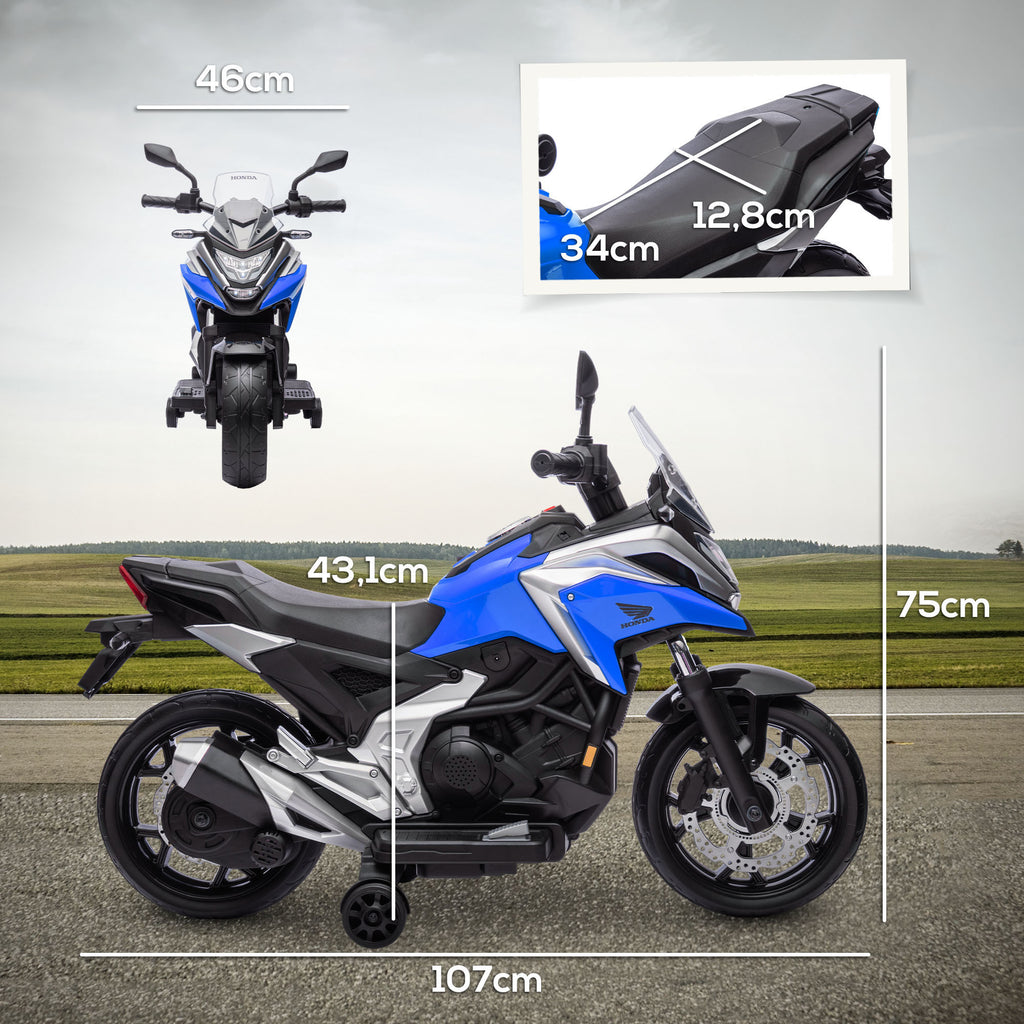 Moto électrique pour enfants moto porteur Honda pour enfants 3 à 6 ans avec musique, phares bleu-2