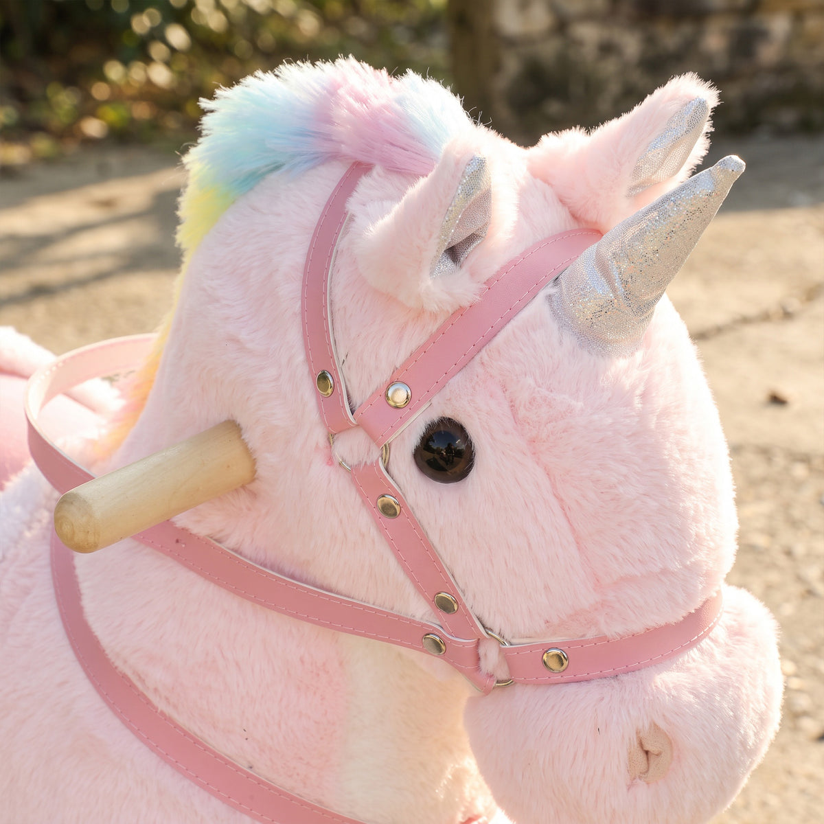 Cheval à Monter pour Enfant, Cheval à Roulettes en Peluche avec Effets Sonores, pour 1 à 3 Ans, Charge Max. 40kg, Rose-9