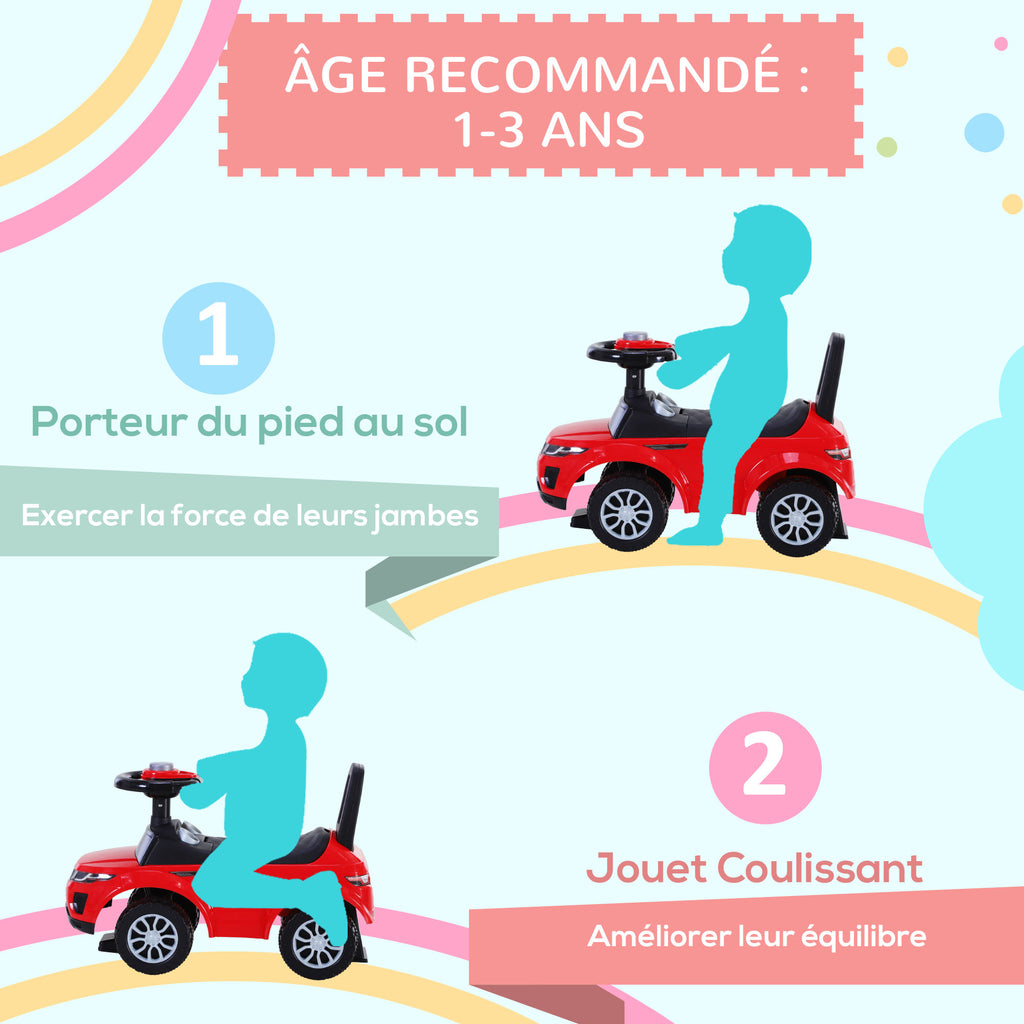 Porteur Enfant Véhicule à Pousser, Porteur Bébé avec Klaxon, Compteurs Factices et Coffre à Jouets, pour Enfants de 12 à 36 Mois, Rouge-6