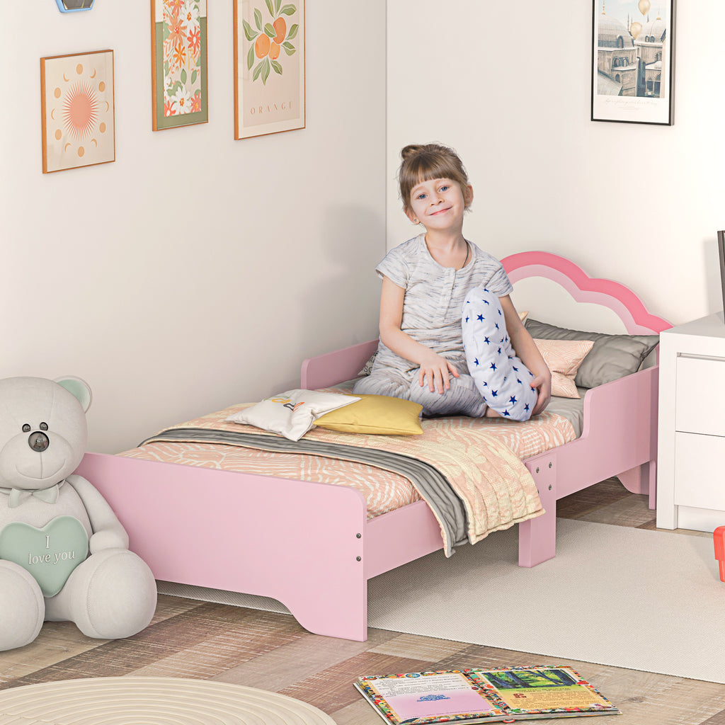 Lit pour enfants de 3 à 6 ans 143 x 74 x 55 cm design nuage sommier à lattes inclus chambre moderne rose-9