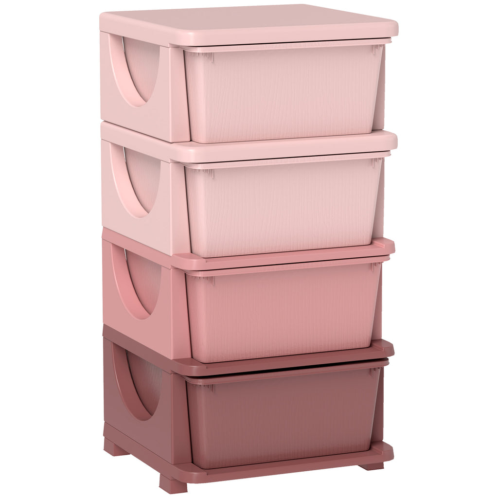 Organisateur de jouets pour enfants avec 4 tiroirs à 4 niveaux, boîtes de rangement en plastique, 37 x 37 x 76 cm, rose-0