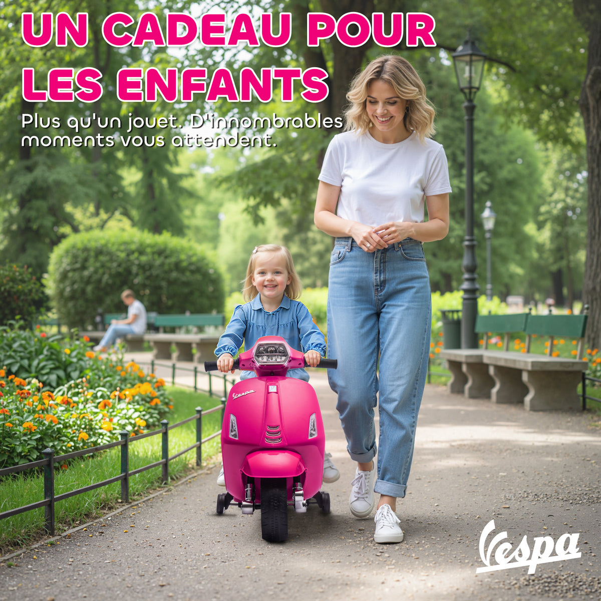 Moto électrique enfants 6 V, voiture électrique enfants avec Roues d'Apprentissage, pour 2-4 Ans, 71 x 37 x 52 cm, Rose-6