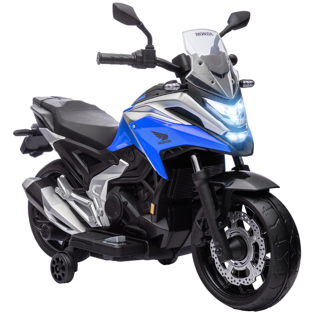 Moto électrique pour enfants moto porteur Honda pour enfants 3 à 6 ans avec musique, phares bleu-0