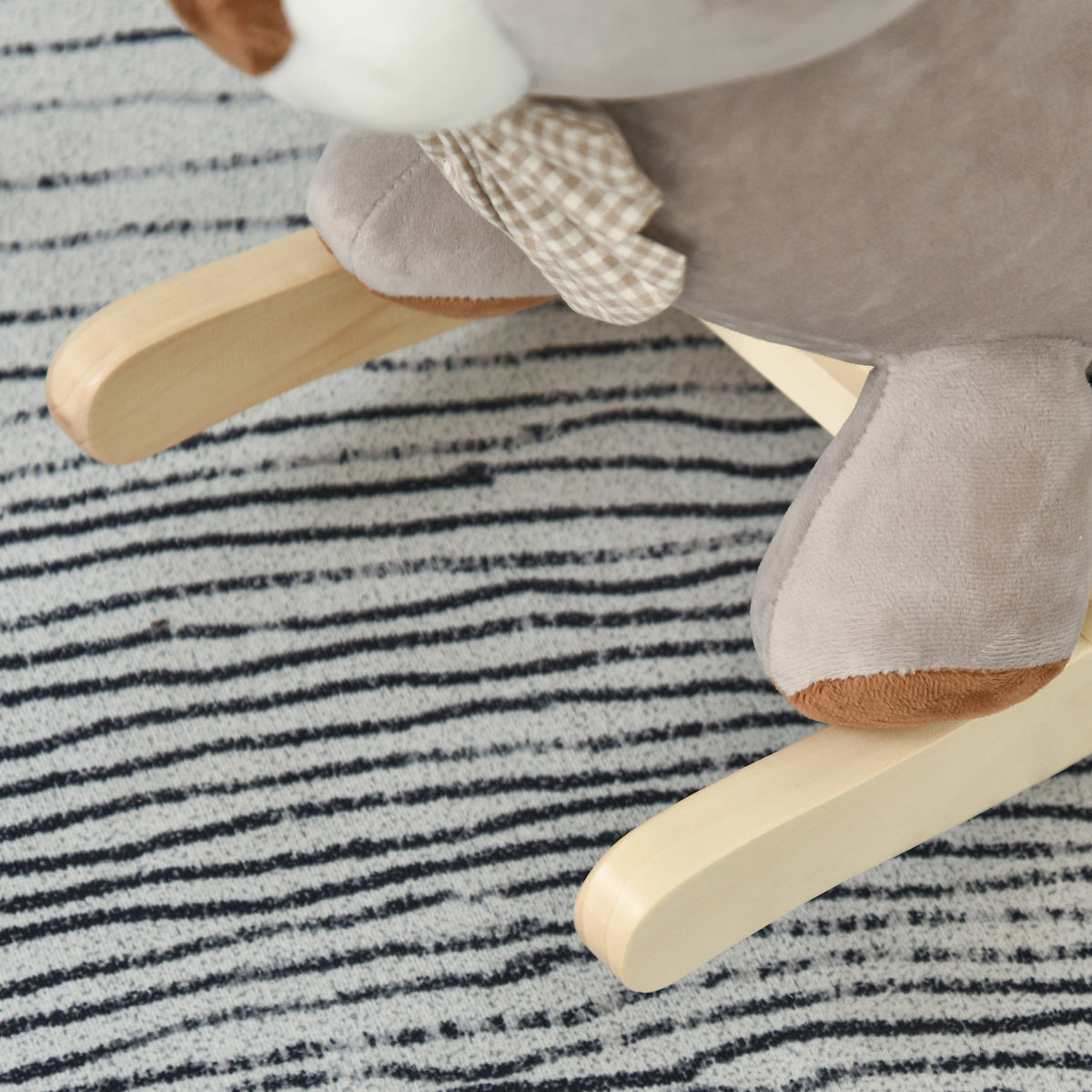 Cheval à Bascule Jouet à Bascule Ourson pour Enfants de 18-36 Mois Fauteuil intégré Ceinture de sécurité Fonction sonore grognement Gris Marron-8