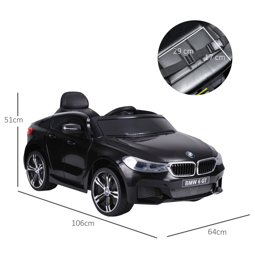 Voiture électrique Enfants 6 V 3 Km/h Max. Effets sonores et Lumineux télécommande Incluse Noir BMW 6 GT-2