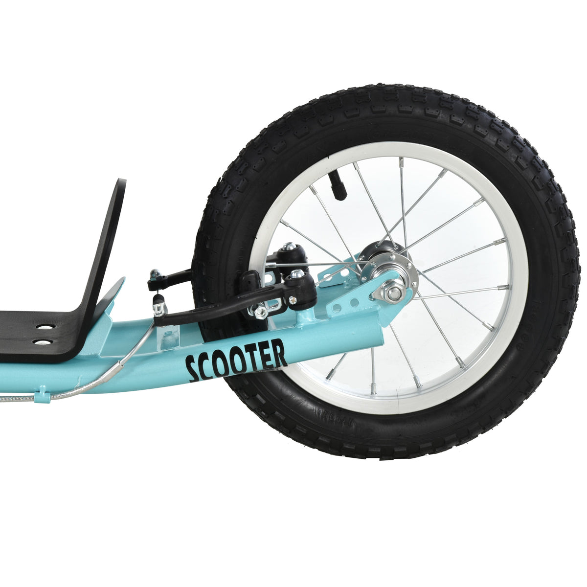 Trottinette patinette Grandes Roues pneumatiques Ø 40 et 30 cm Hauteur Guidon réglable Frein AV/AR béquille Acier Bleu Ciel Noir-8