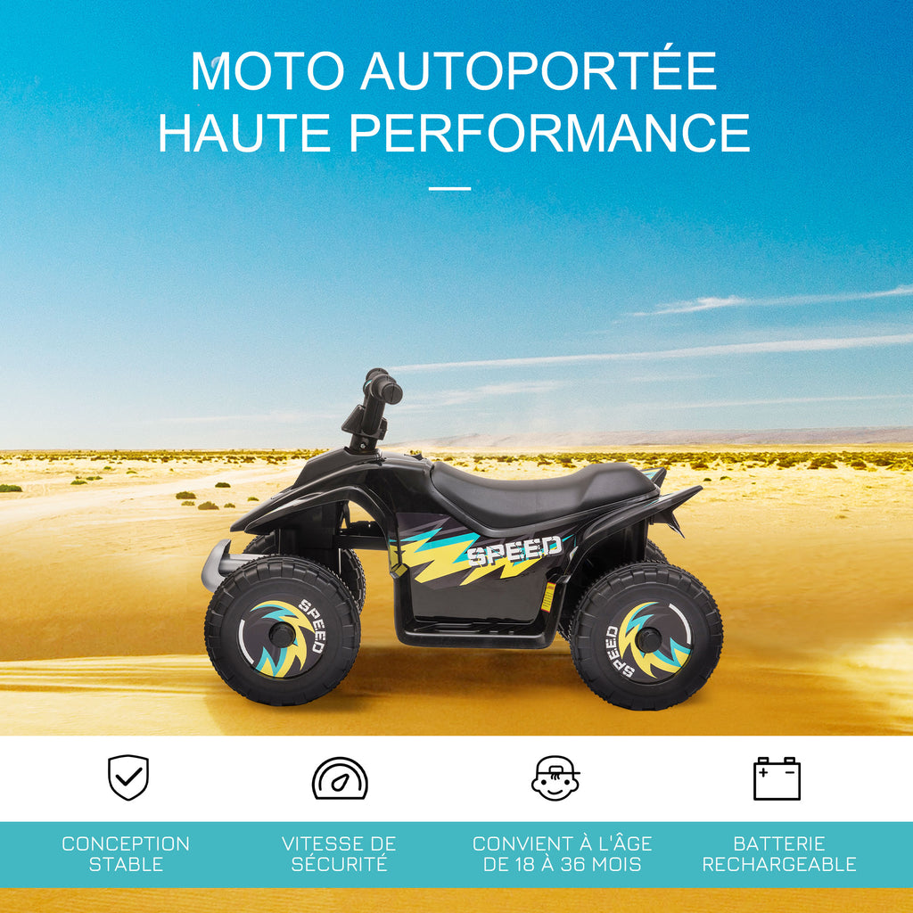 Quad électrique pour enfants 18-36 mois véhicule à batterie 6V avec marche avant et arrière 72 x 40 x 45,5 cm noir-3