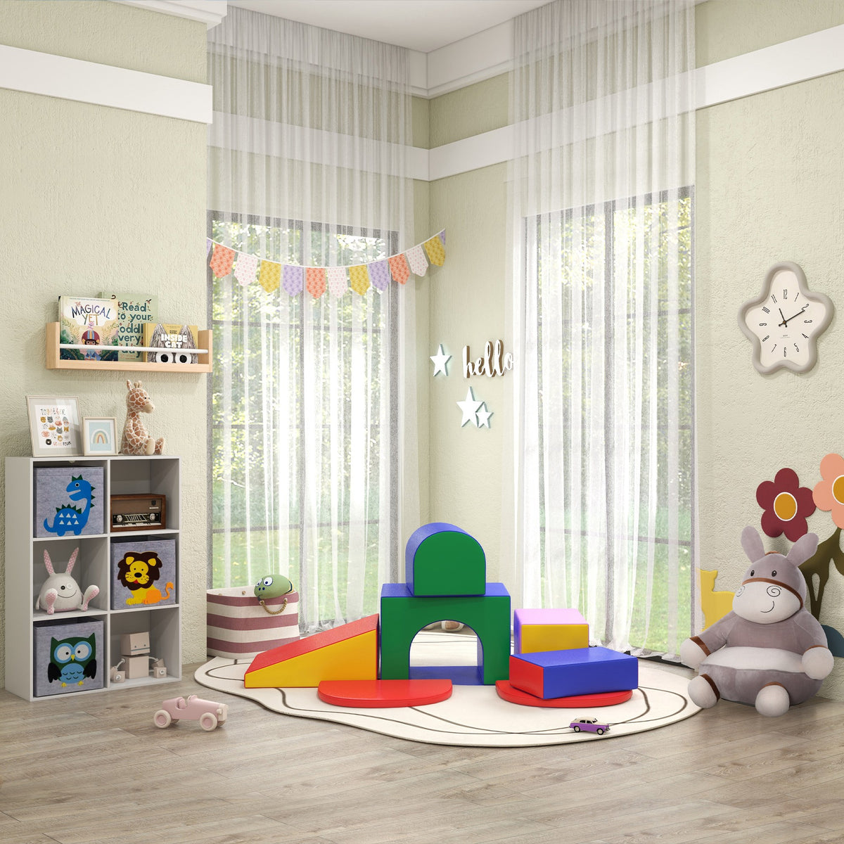 7PCS Parcours motricité bébé, jouet escalade, mousse blocs construction revêtement âge préscolaire, multicolore-7