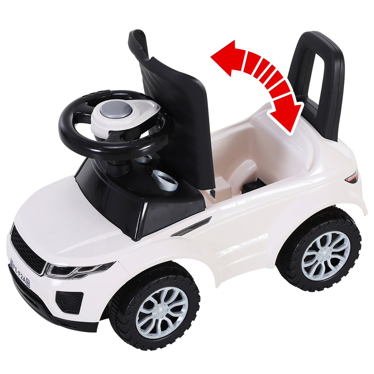 Porteur Enfant Véhicule à Pousser, Porteur Bébé avec Klaxon, Compteurs Factices et Coffre à Jouets, pour Enfants de 12 à 36 Mois, Blanc-7
