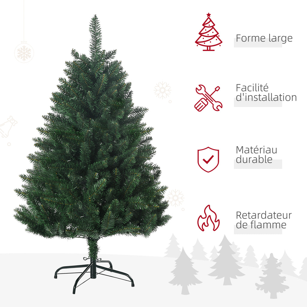 Sapin de Noël artificiel 305 branches avec pied croix acier amovible Ø 85 x 120H cm vert-3