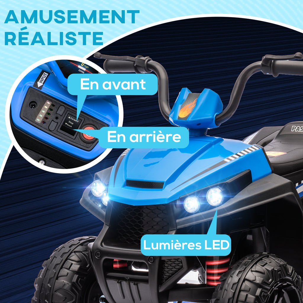 Quad électrique enfant 12 V voiture électrique 2 moteurs marche avant et arrière 37-60 mois 85 x 55,5 x 62 cm bleu-4