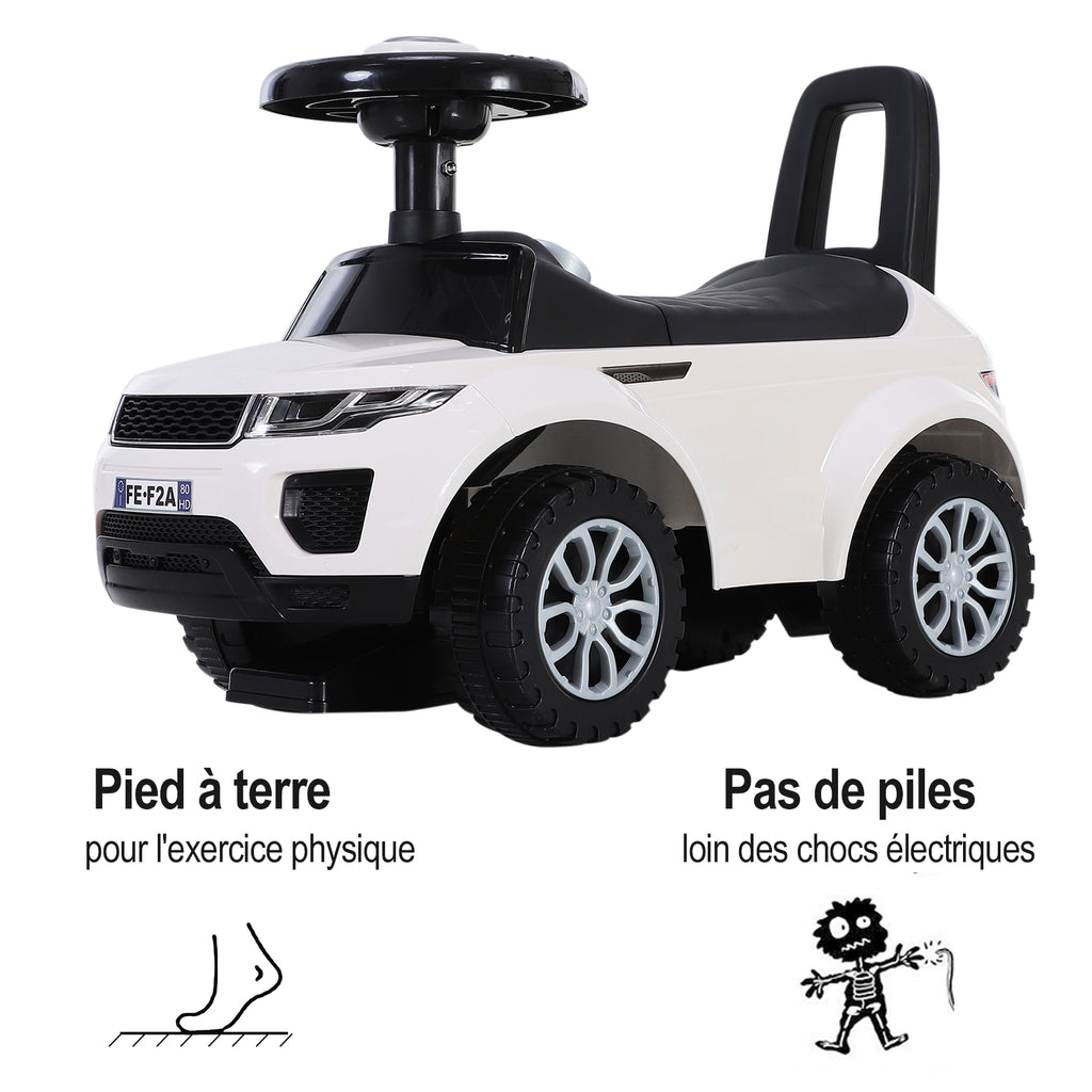Porteur Enfant Véhicule à Pousser, Porteur Bébé avec Klaxon, Compteurs Factices et Coffre à Jouets, pour Enfants de 12 à 36 Mois, Blanc-4