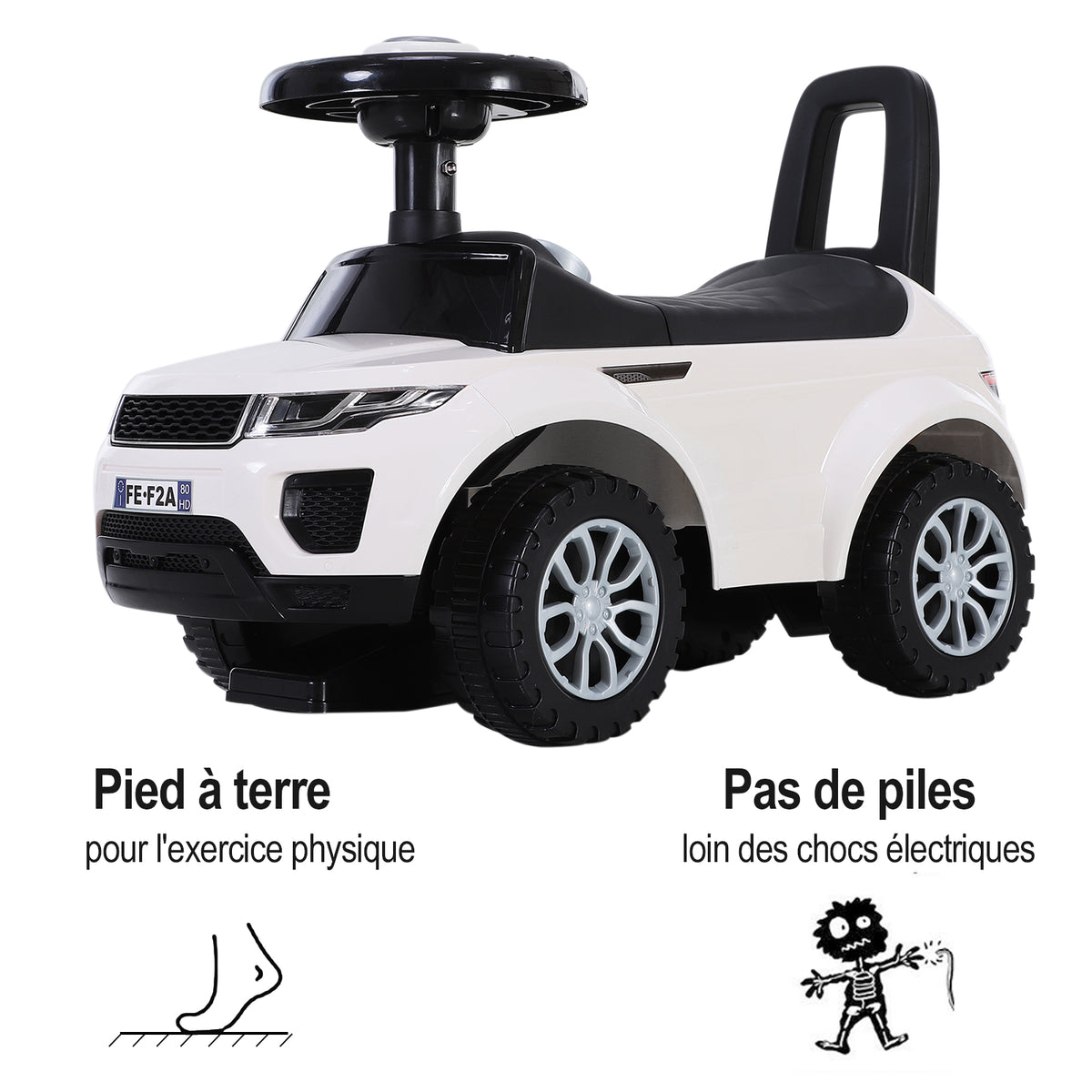Porteur Enfant Véhicule à Pousser, Porteur Bébé avec Klaxon, Compteurs Factices et Coffre à Jouets, pour Enfants de 12 à 36 Mois, Blanc-4