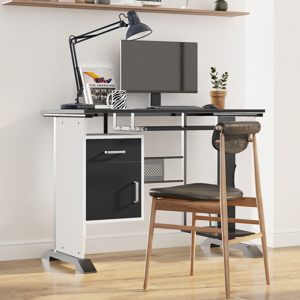 Bureau informatique design en mdf 100 L x 52 I x 75H cm noir et blanc-9