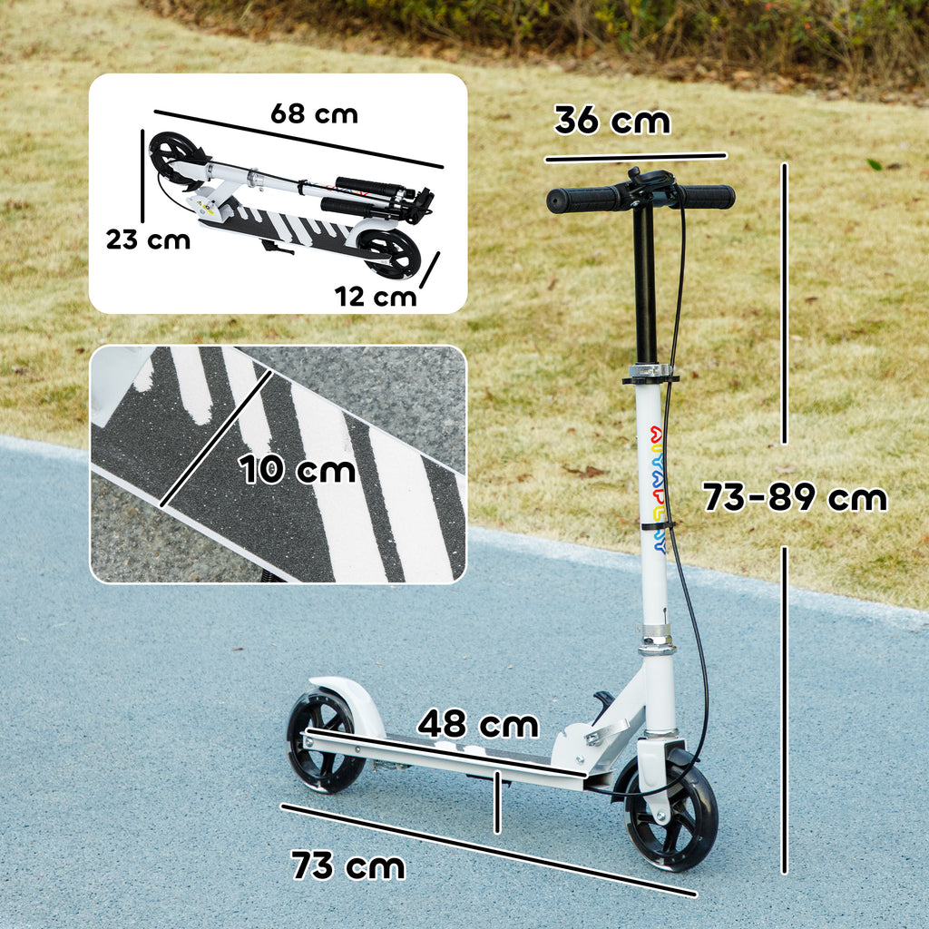 Trottinette enfants 3 à 8 ans, trottinette pliable à 2 roues LED roues lumineuses, 4 réglages en hauteur, blanc-2