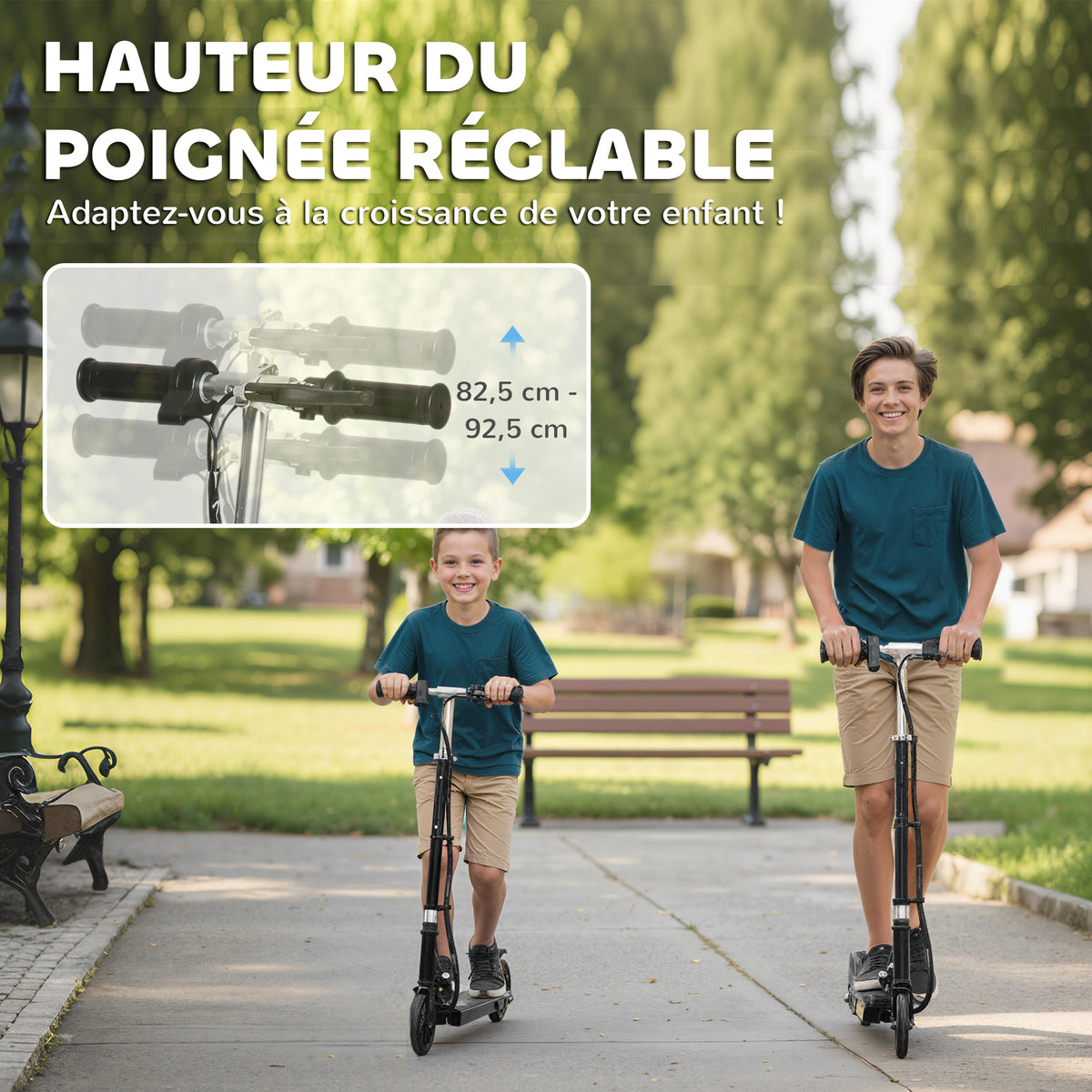 Trottinette électrique pliante pour enfant de +7ans, 120W Vitesse max 12km/h, 74x36x82,5-92,5 cm Noir-7