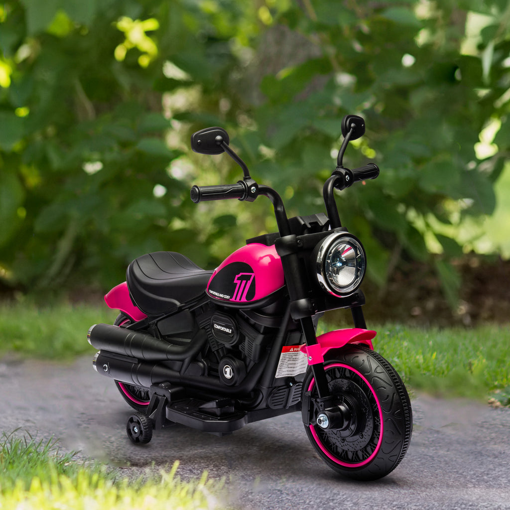 Moto électrique pour enfants 3 km/h 6V avec phare LED 2 roues d'entraînement de 18 à 36 mois avec moteur puissant rose-9