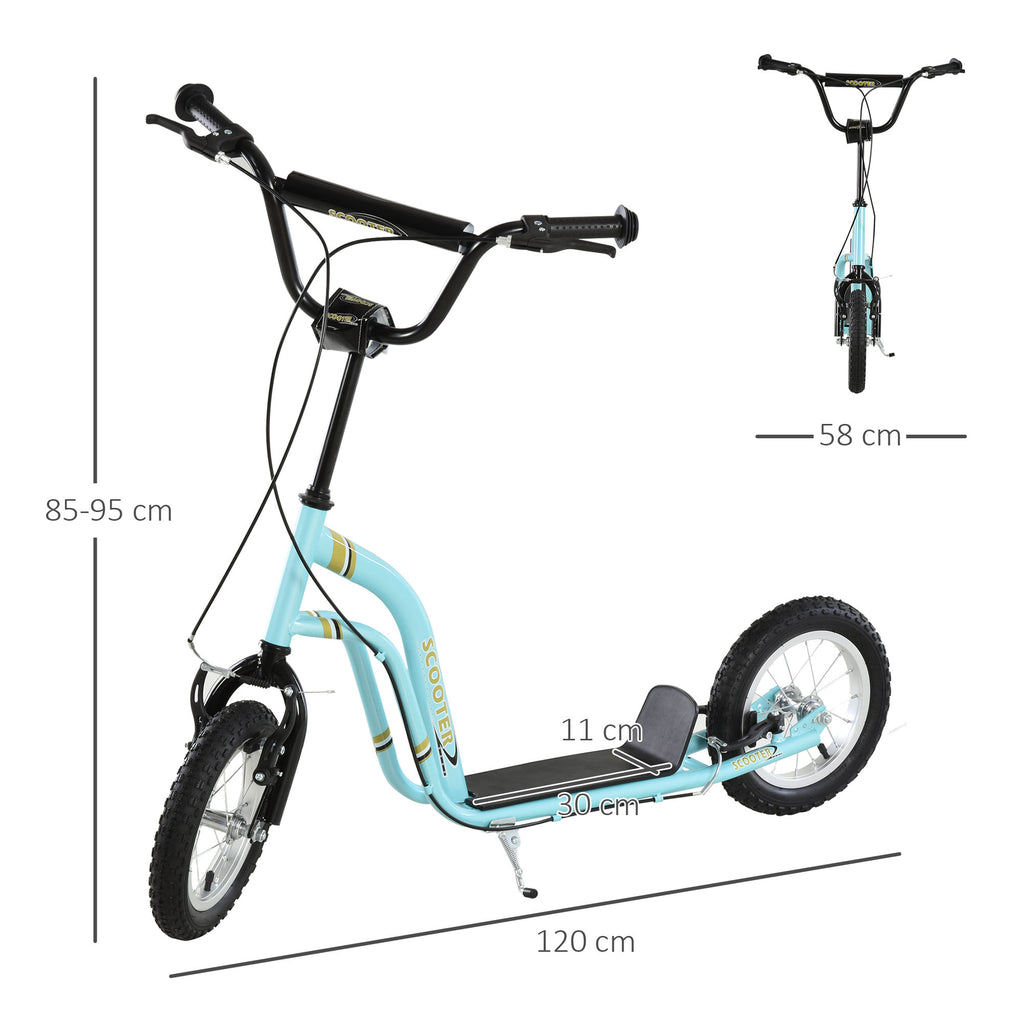 Trottinette pour enfants 5 à 12 ans 2 roues, patinette enfant avec hauteur réglable 120 x 58 x 85-95 cm bleu-2
