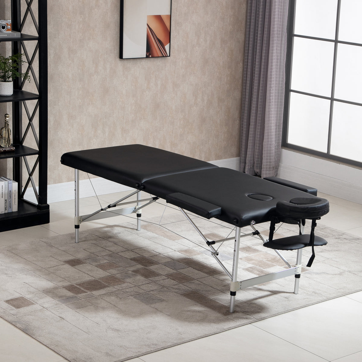Table de massage pliable portable + housse de transport charge max. 225 Kg hauteur réglable 210 x 90 cm noir-9