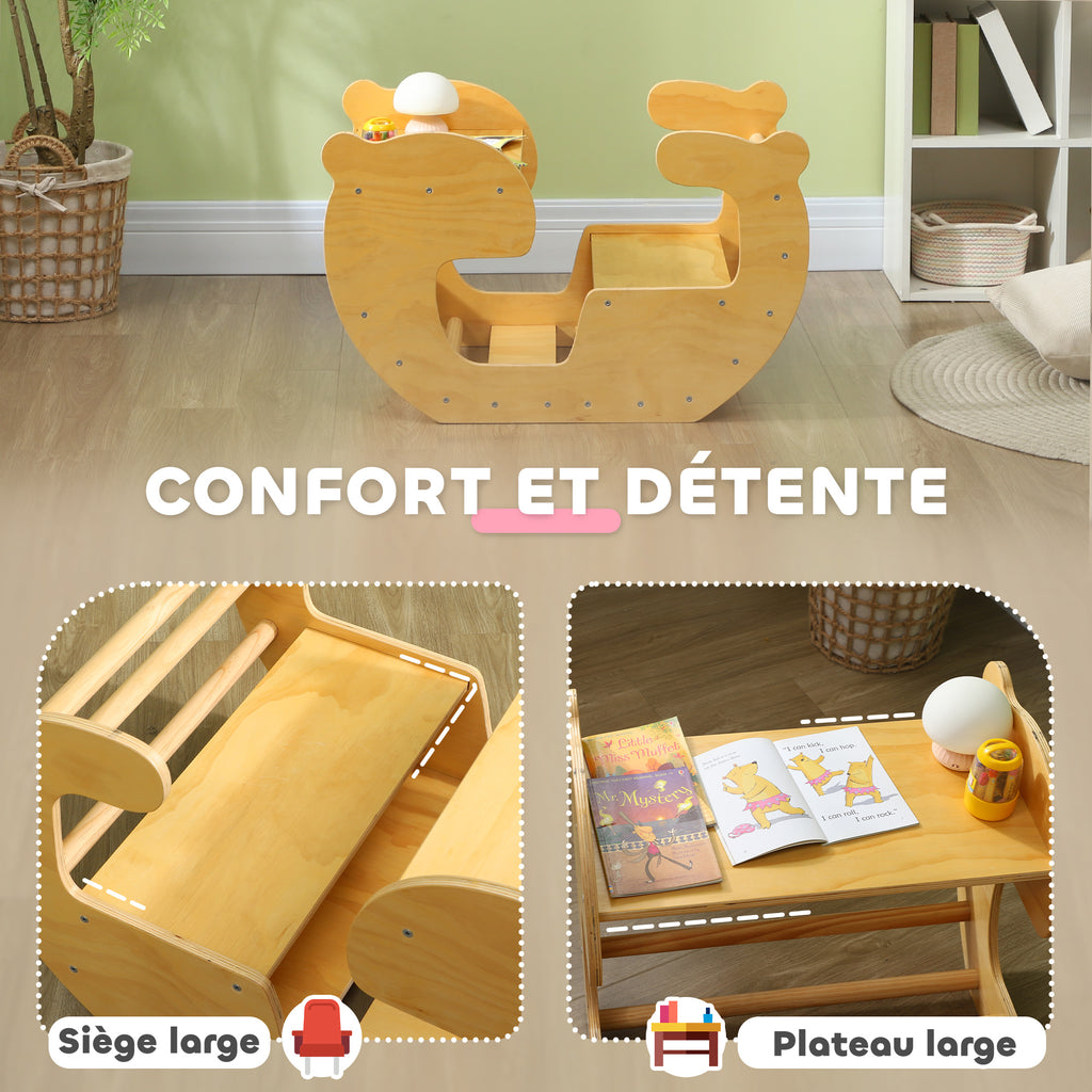 Arche d'escalade pour enfants, table à jouets pour enfants 18-48 mois, design 2 en 1, charge max. 50 kg, bois naturel-4