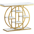 Table Console d'Entrée Meuble d'Entrée Industrielle 6 Étagères Rangement Plateau 4cm 100 x 30 x 81,5cm Blanc-0