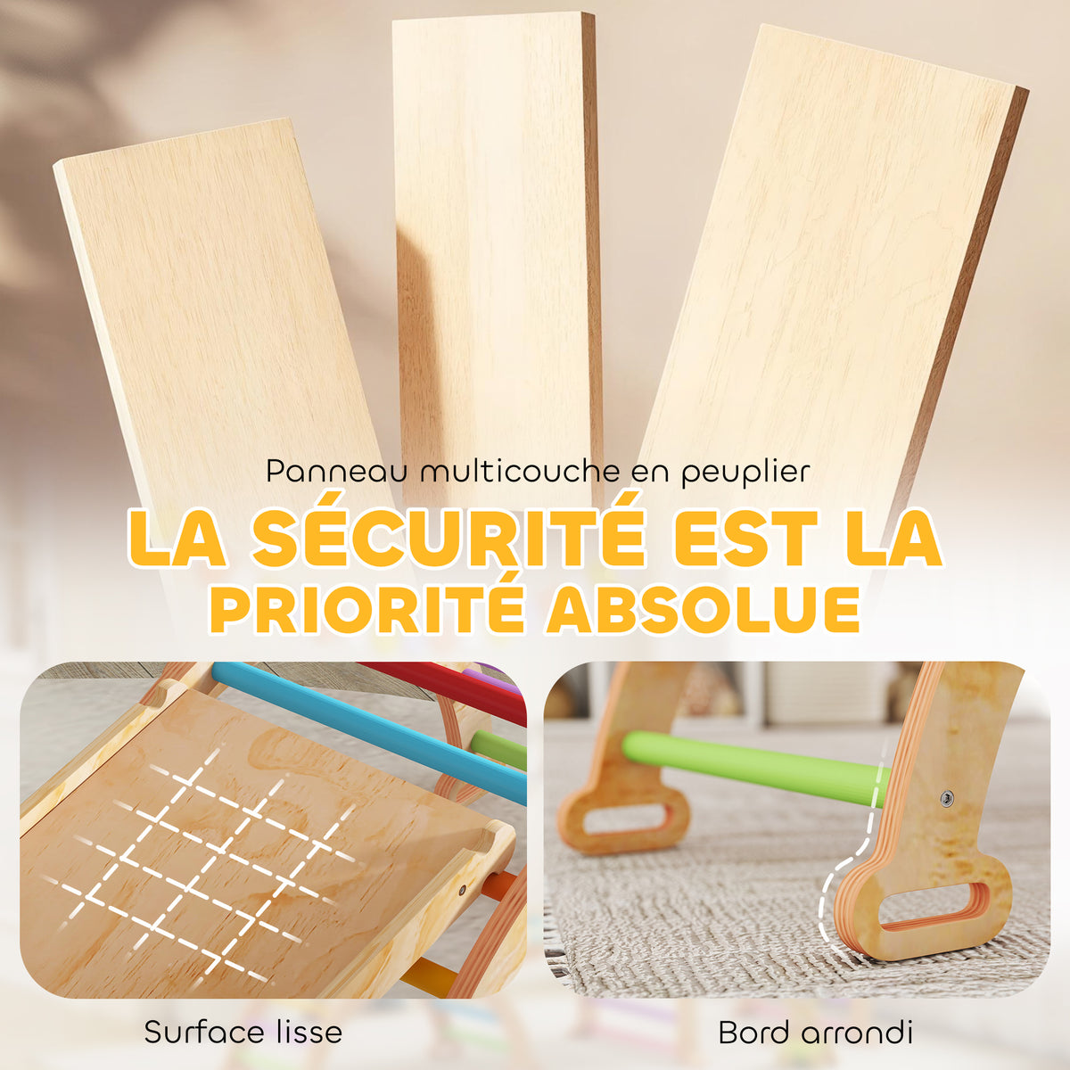Triangle d'escalade enfant avec rampe réversible toboggan bascule et structure d'escalade multicolore-4