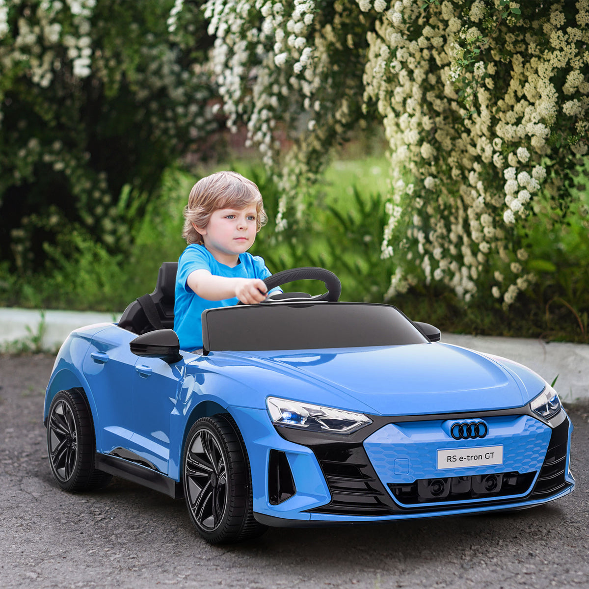 Voiture électrique enfant 12 V - véhicule électrique avec télécommande parentale fournie - V. Max. 5 Km/h - effets sonores, lumineux - Audi RS E-tron GT bleu-1