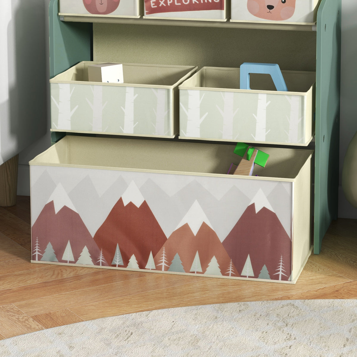 Meuble de rangement enfant avec 6 boîtes amovibles en tissu non tissé Organisateur de jouets, étagère 63L x 30l x 66H cm-8